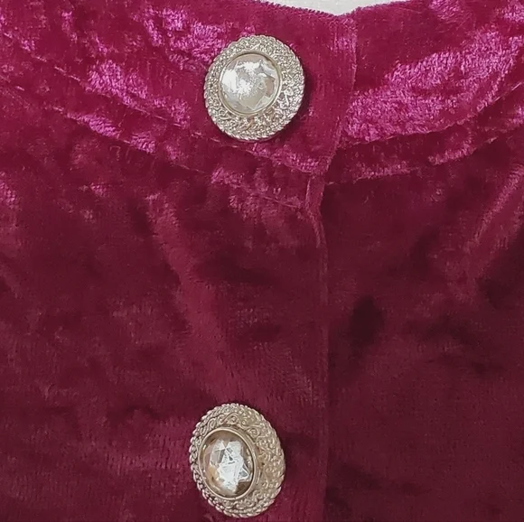 80s Vintage Cervelle Burgundy Crushed Velvet Regencycore Long Sleeve Midi Dress - Picture 6 of 13